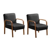 Kit 2 Poltronas Anita Conjunto Cadeiras Moderna Braço Madeira Preto 410 Kit 2 Poltronas Anita Conjunto Cadeiras Moderna Braço Madeira Preto 410