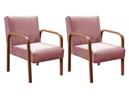 Kit 2 Poltronas Anita Conjunto Cadeiras Moderna Braço Madeira Rosa Rosê 390 Kit 2 Poltronas Anita Conjunto Cadeiras Moderna Braço Madeira Rosa Rosê 390
