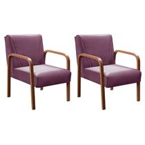 Kit 2 Poltronas Anita Conjunto Cadeiras Moderna Braço Madeira Roxo 380 Kit 2 Poltronas Anita Conjunto Cadeiras Moderna Braço Madeira Roxo 380