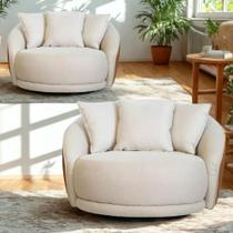 Kit 2 Poltronas Ayla Base Giratória Almofadas Linho material sintético Kit 2 Poltronas Ayla Base Giratória Almofadas Linho material sintético