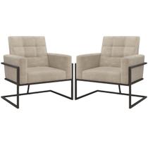 kit 2 Poltronas Base de metal para Manicure Sala de Estar Decorativa Cadeira Estofada Resistente Escritório Recepção