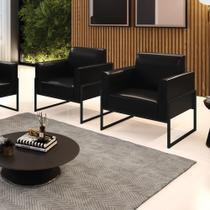 Kit 2 Poltronas Base Industrial Alta Preto Marisa Corano Preto