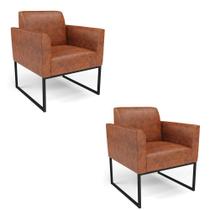 Kit 2 Poltronas Base Industrial Preto Marisa Corano Nozes D03 - D'rossi