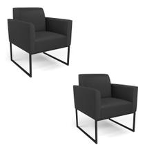 Kit 2 Poltronas Base Industrial Preto Marisa material sintético D03 - D'rossi Cor Preto Kit 2 Poltronas Base Industrial Preto Marisa material sintético D03 - D'rossi Cor Preto
