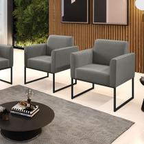 Kit 2 Poltronas Base Industrial Preto Marisa Suede