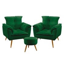 Kit 2 Poltronas Beta e Puff Solar Sued Aradecor