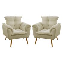 Kit 2 Poltronas Beta Sued Bege Aradecor