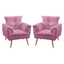Kit 2 Poltronas Beta Sued Rosê Aradecor