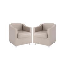 Kit 2 Poltronas Bia Decorativa Reforçada Recepção Clinica Salão Sala De Estar material sintético Kit 2 Poltronas Bia Decorativa Reforçada Recepção Clinica Salão Sala De Estar material sintético