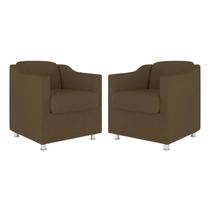 Kit 2 Poltronas Bia Decorativa Reforçada Recepção Clinica Salão Sala De Estar Suede
