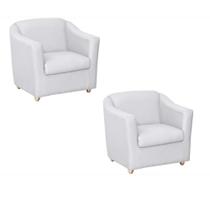Kit 2 Poltronas Bia P/ Sala de Estar Consultório Clinica Hospital Recepção C.V Sintético Branco -Decor Elity