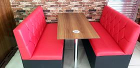 Kit 2 poltronas booth e 1 mesa mdf restaurante