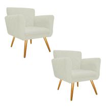 Kit 2 Poltronas Cadeira Decorativa Cloe Pé Palito Para Sala de Estar Recepção Escritório Corinho Branco - Damaffê Móveis