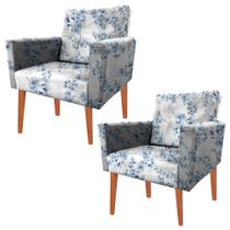 Kit 2 Poltronas Cadeira Decorativa Nina Ramo Azul