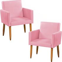 Kit 2 Poltronas Cadeira Decorativas Nina Escritório Sala De Estar Recepção Esteticista Salão Beleza Suede Pés Palito Máxima Qualidade - Mr Deluxe