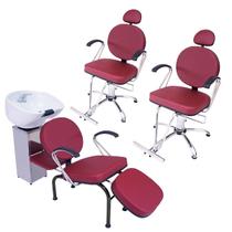 Kit 2 Poltronas Cadeira Fixa e Lavatório Salão Beleza Veneza Kit 2 Poltronas Cadeira Fixa e Lavatório Salão Beleza Veneza