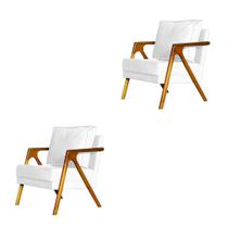kit 2 Poltronas Cadeira Marilia Recepção - Corvim Branco