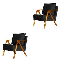 kit 2 Poltronas Cadeira Mona Luxo Recepção - Suede Preto kit 2 Poltronas Cadeira Mona Luxo Recepção - Suede Preto