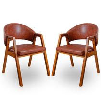 Kit 2 Poltronas Cadeira Para Sala Madeira Maciça Kora Ocre Kit 2 Poltronas Cadeira Para Sala Madeira Maciça Kora Ocre