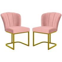 Kit 2 Poltronas Cadeira Poltrona Flor Rosa Veludo Balaqui Decor