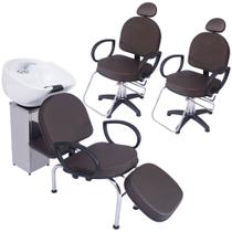 Kit 2 Poltronas Cadeira Recl e Lavatório Salão Beleza Roma Kit 2 Poltronas Cadeira Recl e Lavatório Salão Beleza Roma