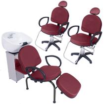 Kit 2 Poltronas Cadeira Recl e Lavatório Salão Beleza Roma Kit 2 Poltronas Cadeira Recl e Lavatório Salão Beleza Roma