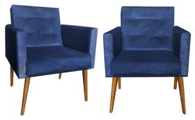 Kit 2 Poltronas Cadeiras Decorativa Alice Quarto Escritório Recepção Marinho