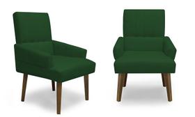 Kit 2 Poltronas Cadeiras Decorativa Sala de Jantar Itália Suede Verde - MeularDecor
