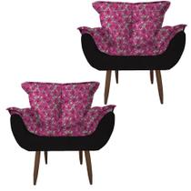 Kit 2 Poltronas Cadeiras Decorativas Opala Suede A6