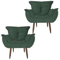 Kit 2 Poltronas Cadeiras Decorativas Opala Suede - Beatriz Decor