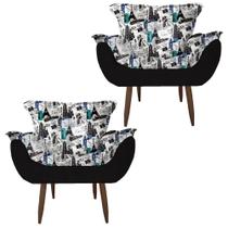 Kit 2 Poltronas Cadeiras Decorativas Opala Suede Paris Verde