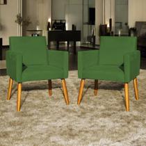 Kit 2 Poltronas Cadeiras Decorativas Para Sala Recepção Nina Suede Cores Pé Castanho