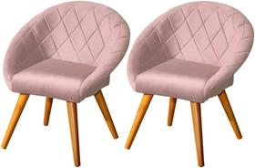 Kit 2 Poltronas Canastra Decorativa Estofada Rosa