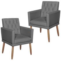 Kit 2 Poltronas Capitone material sintético para Manicure Sala de Estar Decorativa Cadeira Estofada Resistente Escritório Recepção