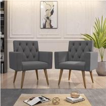 Kit 2 Poltronas Capitonê Suede Para Clínica Ou Consultório