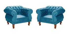 Kit 2 Poltronas Chesterfield Elisabeth Capitonê SALA/RECEPÇÃO/BARBEARIA Suede Azul Thifany Kit 2 Poltronas Chesterfield Elisabeth Capitonê SALA/RECEPÇÃO/BARBEARIA Suede Azul Thifany