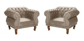 Kit 2 Poltronas Chesterfield Elisabeth Capitonê SALA/RECEPÇÃO/BARBEARIA Suede Bege