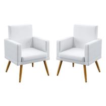Kit 2 Poltronas Com Rodapé Nina Couro Branco Aradecor Kit 2 Poltronas Com Rodapé Nina Couro Branco Aradecor