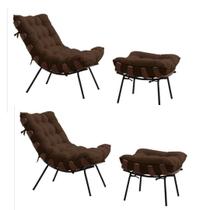 kIT 2 POLTRONAS COSTELA COM 2 PUFFS-SUEDE MARROM kIT 2 POLTRONAS COSTELA COM 2 PUFFS-SUEDE MARROM