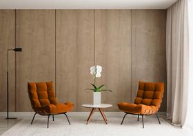 Kit 2 Poltronas Costela Para Sala Decorativa Em Suede Tostado Terracota - Home Mobily