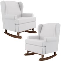 Kit 2 Poltronas De Amamentação Com Balanço Malu Base De Madeira P02 Facto Branco Fosco - Lyam Decor Kit 2 Poltronas De Amamentação Com Balanço Malu Base De Madeira P02 Facto Branco Fosco - Lyam Decor