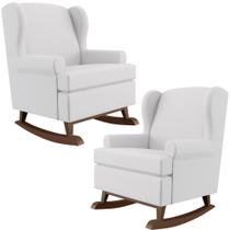 Kit 2 Poltronas De Amamentação Com Balanço Malu Base De Madeira P02 Facto Branco Fosco - Lyam Decor Kit 2 Poltronas De Amamentação Com Balanço Malu Base De Madeira P02 Facto Branco Fosco - Lyam Decor
