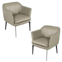 Kit 2 Poltronas de Couro Decorativas Cristie Bege- Touro e Cia