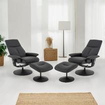 Kit 2 Poltronas de Massagem Arizona Giratória com Apoio de Pés e Reclinável Pu Preto G56 - Gran Belo