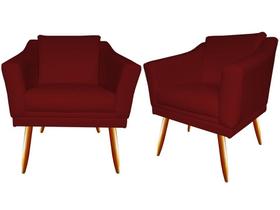 Kit 2 Poltronas Decorativa Agatha Suede Marsala Pés Madeira Ms Decor