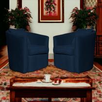 Kit 2 Poltronas Decorativa Alana Veludo Azul Marinho - Londrilar Kit 2 Poltronas Decorativa Alana Veludo Azul Marinho - Londrilar