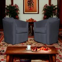 Kit 2 Poltronas Decorativa Alana Veludo Cinza - Londrilar Kit 2 Poltronas Decorativa Alana Veludo Cinza - Londrilar