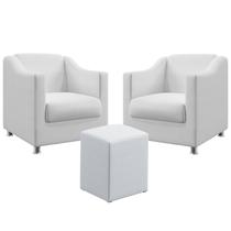 Kit 2 Poltronas Decorativa Alya E Puff Izar Couro Branco Aradecor Kit 2 Poltronas Decorativa Alya E Puff Izar Couro Branco Aradecor