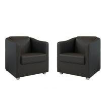 Kit 2 Poltronas Decorativa Ana Corano Preto Pés Cromado - Pallazio