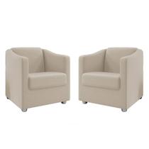 Kit 2 Poltronas Decorativa Ana Suede Pés Cromado - Pallazio